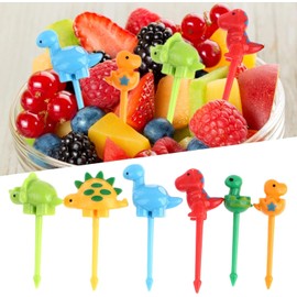 6 Pcs Multicolor Animal Food Picks for Kids, Fun Bento Picks, Cute Dinosaur Cartoon Animal Fruit Food Toothpicks, Lunch Bento Box Picks for Toddler, Kids Lunch Accessories for School