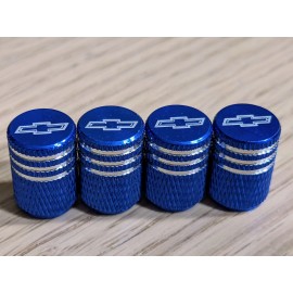 TommyCapones 4x Chevy Tire Valve Stem Caps For Car, Truck Universal Fitting Blue