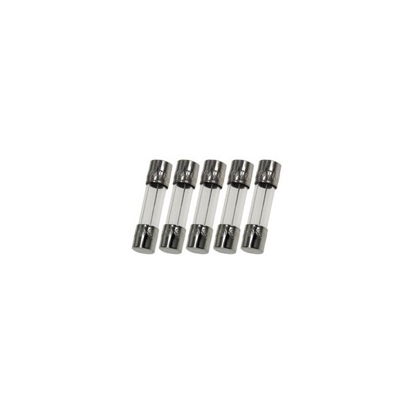 Pack of 5, 3/16 inch x 3/4 inch (5X20mm) 630mA 250V Glass Fuses, Slow Blow (Time Delay) 630ma, T630ma, 630m amp 250v