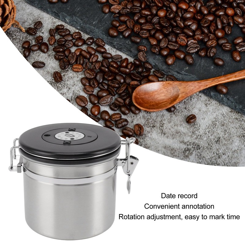 Airtight Coffee Canister 1.2L 304 Stainless Steel Coffee Bean Storage