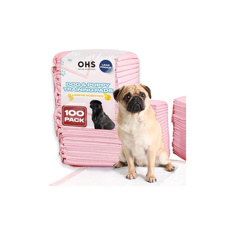 OHS Puppy Training Pads 100 Pack, Leakproof Super Absorbent LEMON