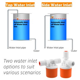 Float Valve for Water Tank, 1/2" Side Inlet Automatic Water Level Control Adjustable Float Ball Valve for Pool, Fish Pond, Livestock Trough