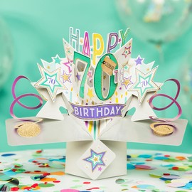 Happy 70th Birthday Pop-Up Greeting Card Original Second Nature 3D Pop Up Cards