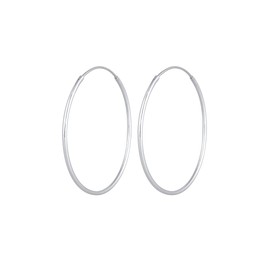 Elli Women's Creole Earrings Basic Classic in 925 Sterling Silver, One size, Facet cut, None