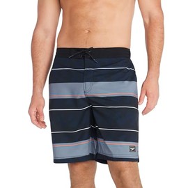 Speedo Standard Swim Trunk Knee Length Boardshort Bondi Striped, Rock Grey