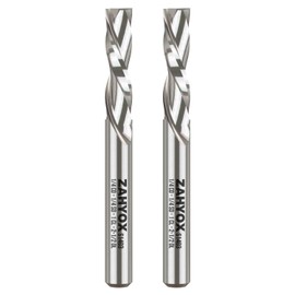 ZahyoX 1/4 Inch Shank Downcut Spiral Router Bit, Solid Carbide Straight CNC End Mill for Wood, 1/4 Dia x 1 CL x 2-1/2 OVL, 2 Pack