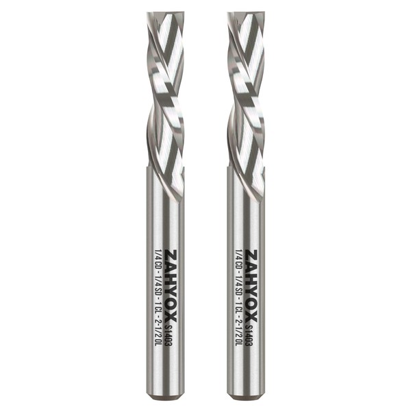ZahyoX 1/4 Inch Shank Downcut Spiral Router Bit, Solid Carbide