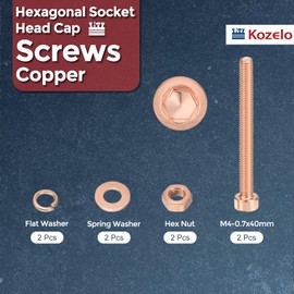 Kozelo 8pcs M4 Socket Head Cap Screws Bolts Nuts Assortment Kit - [M4-0.7x40mm] Red Copper Fully Threaded Hex Screw for 3D Printer Use