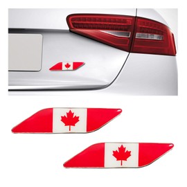 Dickno 2 PCS 3D Tricolor Flag Emblem, Aluminum Car Front Fender Badge Sign Emblem, Auto Stickers and Declaration Decals, Universal Exterior Decor Accessories for All Vehicles (Canada)