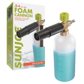 Sun Joe SPX-FC34-PRO Foam Cannon for SPX Series Electric Pressure Washers, 34 Oz, 1/4" Quick Connector, Adjustable Spray Nozzle, White