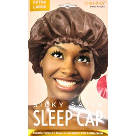 DONNA Day & Night Sleep Cap Soft Satin Bonnet Shower Cap for Women 1PC Elastic Band XL RED Satin Bonnet for Sleeping