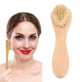 Cepillos faciales para limpieza y exfoliación de cerdas suaves naturales Mango de madera Cepillado facial Limpieza de la piel Cepillo depurador para h