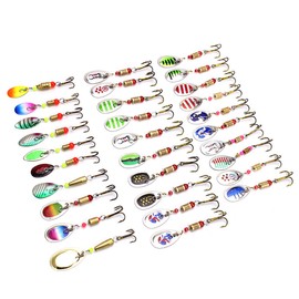 RoseFlower 31 Pieces Fishing Lure Kits Mixed Universal Artificial Soft Bait Sets Including Spinning Lures, Plastic Worms, Frogs, Single Hooks, Tackle Box - Freshwater Saltwater Fishing Equipment