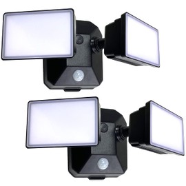 EMANER Security Lights Motion Outdoor, 120V Flood Light 280W Equivalent, PIR Motion Sensor Light, Dusk to Dawn Outdoor Light IP66 Corded for Garage, Porch, Soffit, 2-Pack