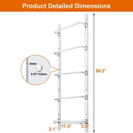 Zwinz 5-Rung Heavy Duty Steel Fire Escape Ladder, Powder-Coated Basement Egress Window Ladder, Wall Mounted, 56.2" L x 17.9" W, White