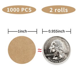 1 Inch Round Color Coding Labels, Brown Garage Sale Price Stickers, Permanent Adhesive Dots with Perforation Line- Kraft/ 1000Pcs
