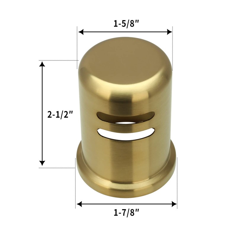 Akicon Brushed Gold Brass Finish Kitchen Dishwasher Air Gap Cap,