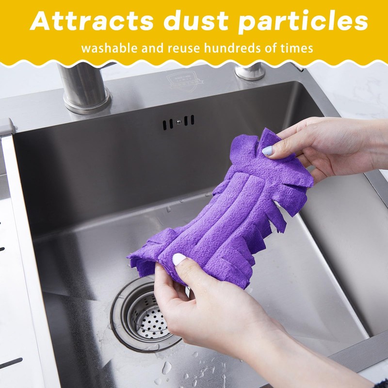 Zubebe 12 Pcs Duster Refill Reusable Fleece Duster Refills Feather