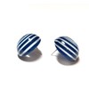 Blue Stud Earrings | Navy Blue Striped Retro Button Studs