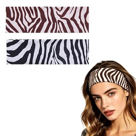 Animal Zebra Print Headband Stretchy Non Slip Headbands for Women Girls Thin Sport Sweatband Hairband for Washing Face Makeup Head Bands for Skincare Yoga Hair Bands for Women Elastic Headbands 2Pcs
