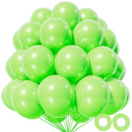 KAWKALSH Lime Green Latex Party Balloons, 110 Pack 12 inch Light Green Balloons Round Helium Fruit Green Balloons for Birthday Dinosaur Jungle Baby Shower Party Decoration