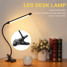QIZHAO LEDdesk lamp1000LM Ultra Bright Three-Level dimmable Desk lamp, Three Color Adjustable, Ultra Long Flexible gooseneck Clip lamp, Eye Protection Clip lamp for Painting,Reading, and Outdoor use