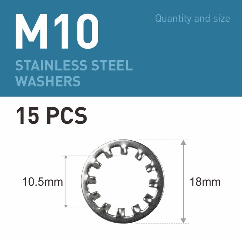 BOUMVID Pack of 15 M10 Tooth Washers Lock Washers Stainless