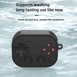 BAQIEJY for AirPods Pro 2 Case with Secure Lock, Classic Handheld Game Console Design TPU Hard Case, Compatible with Airpods Pro Case (2023/2022/2019, 2nd/1st Gen), Compatible with MagSafe, Black