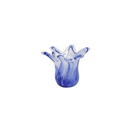 Vietri Onda Glass Cobalt Petite Vase - 5.25"x4.25" Glass Flower Vase, Handmade Mantle/Table Decor