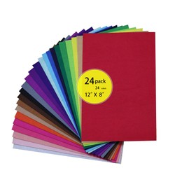 FTOWCY 24pcs 20cm × 30 cm x 1.5mm (Approx. 8 × 12 x 0.06 inches) 24 Colors for Choice A4 Felt Fabric Sheet Assorted Color Felt Pack DIY Craft Patchwork