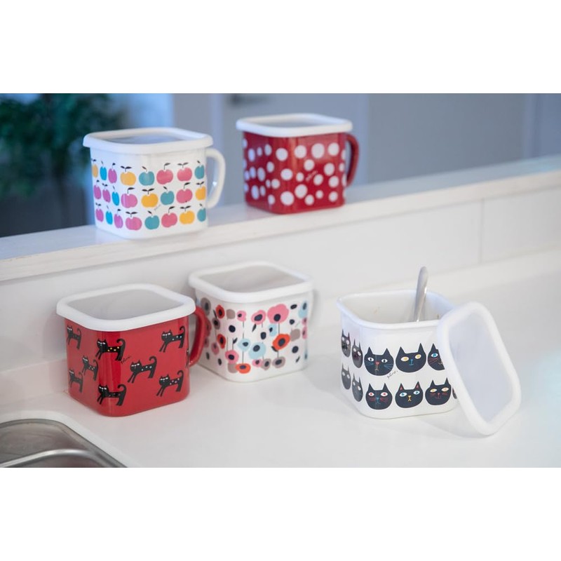 YJ-816 Plune Enameled Multi-Square Pot, Apples Size: Approx. W 7.0
