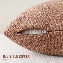 Foindtower Pack of 2 Textured Boucle Throw Pillow Covers Accent Solid Pillow Cases Cozy Soft Decorative Couch Cushion Case for Chair Sofa Bedroom Living Room Home Decor 20x20 Inch Dusty Orange Hazel