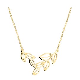 Sofia Milani - Women's Necklace 925 Silver - Leaf Pendant, Gold