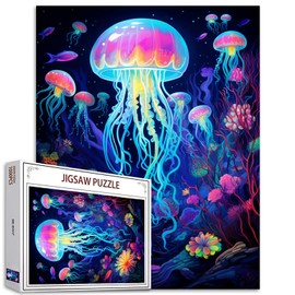 Tucocoo Glowing Jellyfish Jigsaw Puzzles for Adults, 1000 Pieces, Sea Animal Art Puzzle, Colorful DIY Craft Puzzles for Home Decoration, Family Puzzle, Perfect for Game Nights, 70 x 50 cm