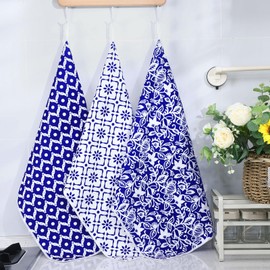 FuWeave 6 Pcs Kitchen Towels Decorative Set Vintage Bohemian Dish Towels Colorful Ceramics Patterns Hand Washcloths Blue and White Decor Gifts for Home Kitchen Bathroom Cooking Baking (Ceramics)