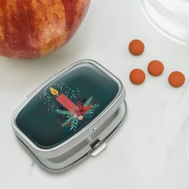 Christmas Candle Rectangle Pill Case Trinket Gift Box