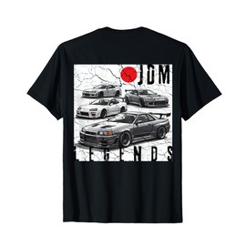 Backprint Distress JDM Legends Race Cars Japanese Flag Gifts T-Shirt