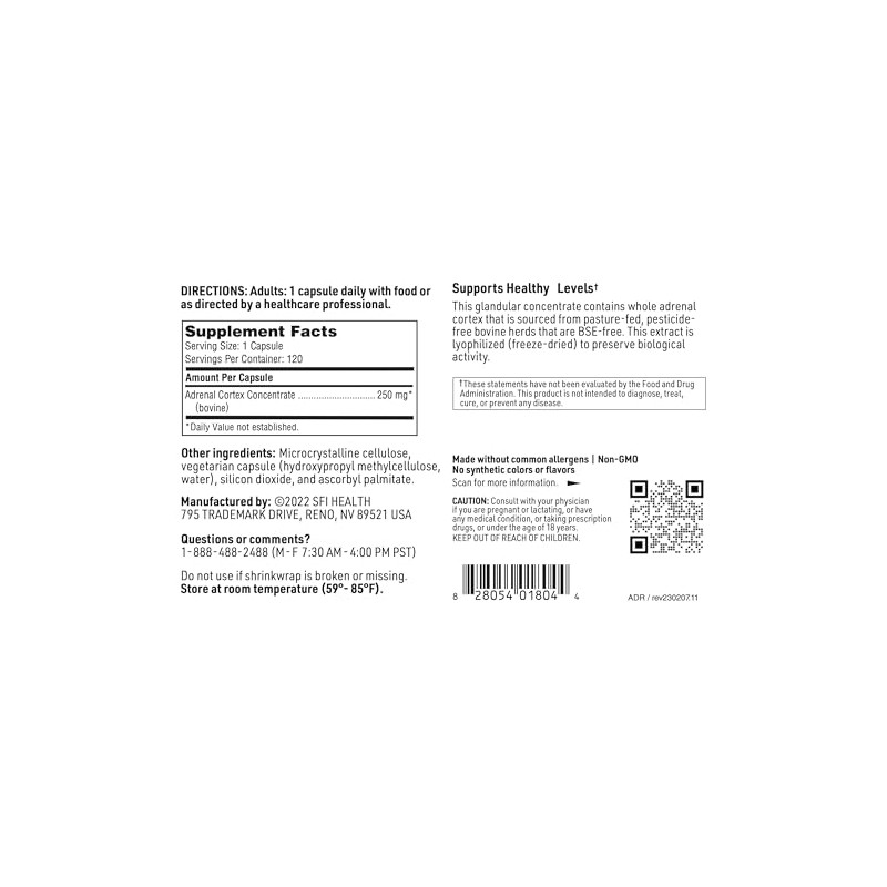ProThera Adrenal Cortex 250 mg cápsulas, 120 unidades
