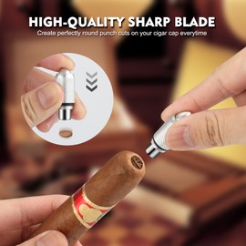 TISFA Cigar Punch Cutter Cigar Hole Opener Portable Screw Out Stainless Steel Puncher (Silver)