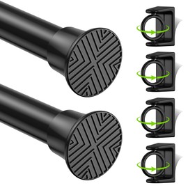 Small Tension Rods 2Pack 18-36Inch Black Tension Curtain Rod Spring Rod Adjustable Curtain Rod No Drilling Curtain Rods for Windows Short Tension Rods for Doorway,Closet,Window