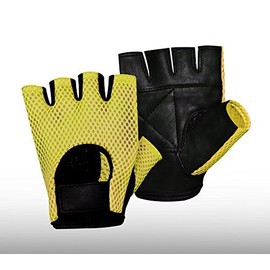 MESH Leather Gym Weight Training Fitness Bike Wheelchair Gloves (X-Large) (Red/Black, Large)