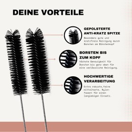 fancility® 2 x Cleaning Brush for Brewing Units for Fully Automatic Coffee Machines and Coffee Machines Interior Cleaning Nylon Brushes 20 & 25 mm