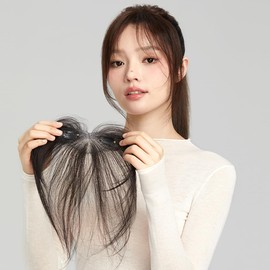 Rebecca Bangs Wigs 100% Natural Human Hair Bangs Medical Partial Wigs Natural Fringe Hairline Cover Gray Hair Coverage Parietal Hair Extensions Women's Hair Thins/Forehead Shaping Japanese Unprocessed