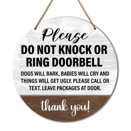 Yousheager Do Not Ring Doorbell Sign, Please Call or Text, Do Not Knock or Ring Doorbell Sign, Funny Don't Knock Sign for Front Door, Do Not Ring Doorbell Sign Baby Sleeping