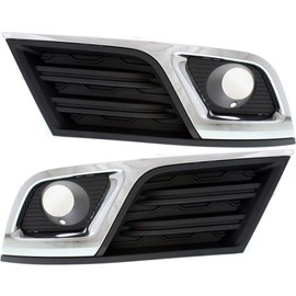 For Chevy Traverse Fog Light Cover 2013 14 15 16 2017 Driver and Passenger Side Pair/Set | Black/Chrome | DOT/SAE Compliance | GM1038148 + GM1039148 | 20988619 + 20988620