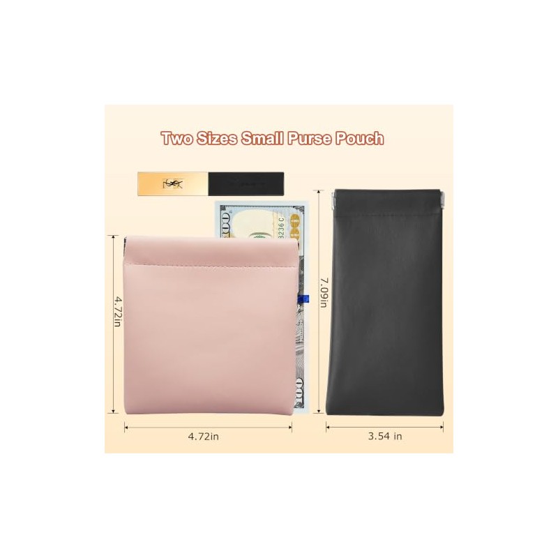 Pequeña bolsa de maquillaje para bolso, negro+blanco+rosa+púrpura+caqui+verde