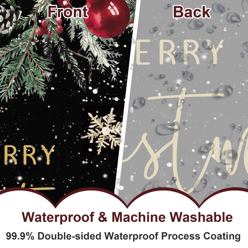 Christmas Poinsettia Shower Curtain Winter Tree 72x72 Inch