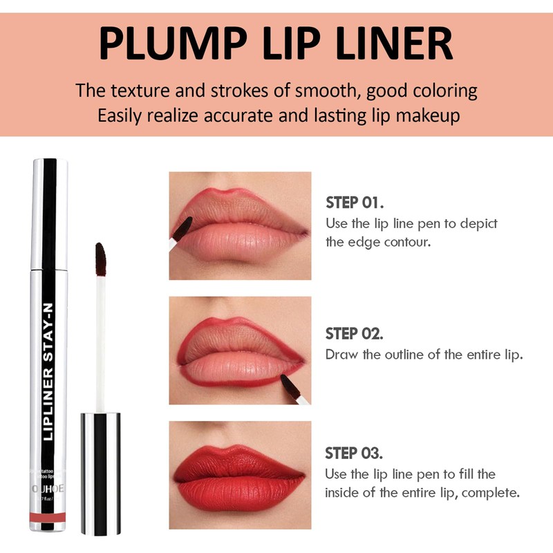 Leogony 3PCS Long Lasting Peel Off Lip Liner, Waterproof Non-Smudge