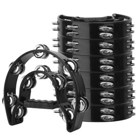 IHDYPPEW 7 Pack Double Row Tambourine – 9.06 inch Professional Handheld Tambourine 20 Metal Jingles, Half Moon Musical Tambourine, Plastic Tambourines for Adults, Music Lovers and Performers