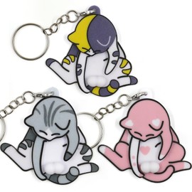 UniCrena Cute Cat Keychain for Cat Lovers - Funny Kitty Meme Key Ring Chains for Girlfriend Boyfriend, Birthday/Christmas/Easter Gifts for Women Men Teens (Mix 3 Color)